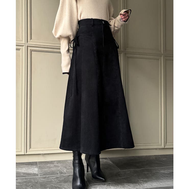 リボン付きコーデュロイタックスカート | JUNOAH | 詳細画像6 