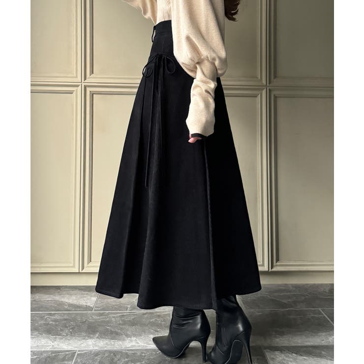 リボン付きコーデュロイタックスカート | JUNOAH | 詳細画像8 