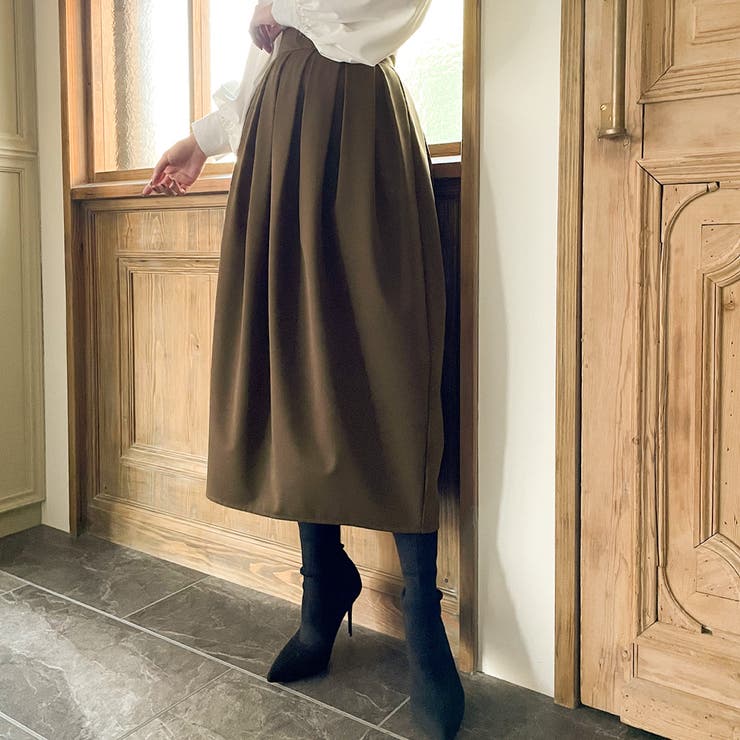 くるみボタンハイウエストバルーンスカート[品番：AMTW0003063