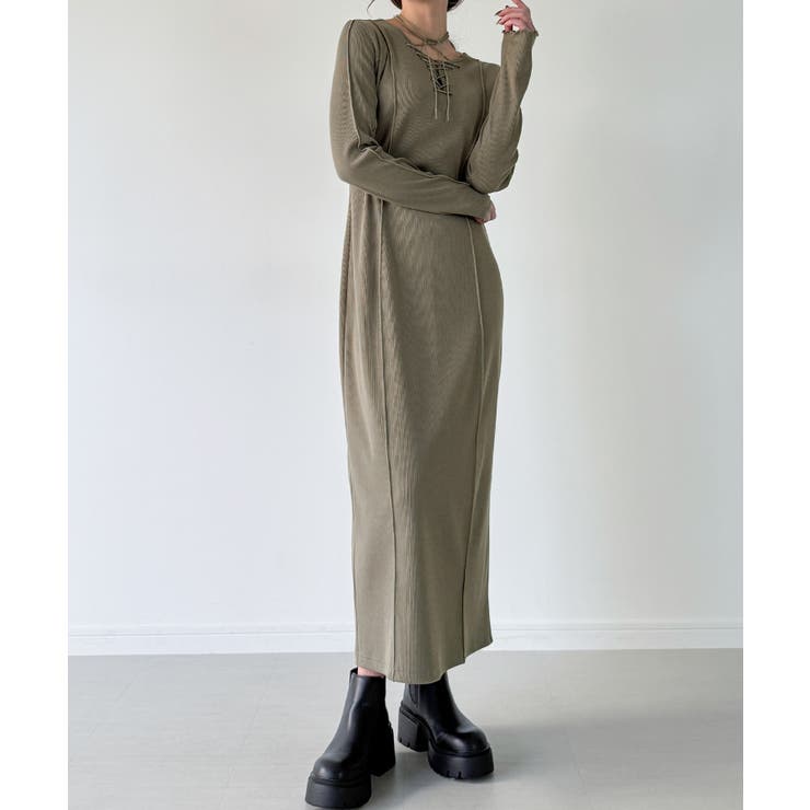 リブレースアップワンピース[品番：AMTW0012133]｜JUNOAH（ジュノア