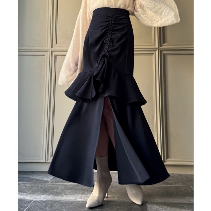 フリルスリットドロストマーメイドスカート | JUNOAH | 詳細画像2 