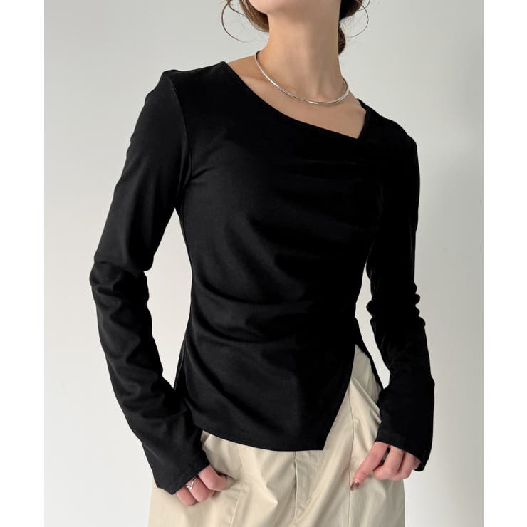 アシメネックドレープカットソー | JUNOAH | 詳細画像2 