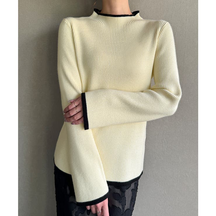 配色ラインボトルネックリブニット[品番：AMTW0011213]｜JUNOAH