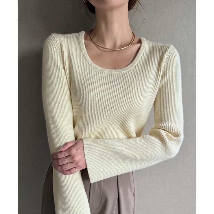 アイボリー | 2wayネックリブニット | JUNOAH