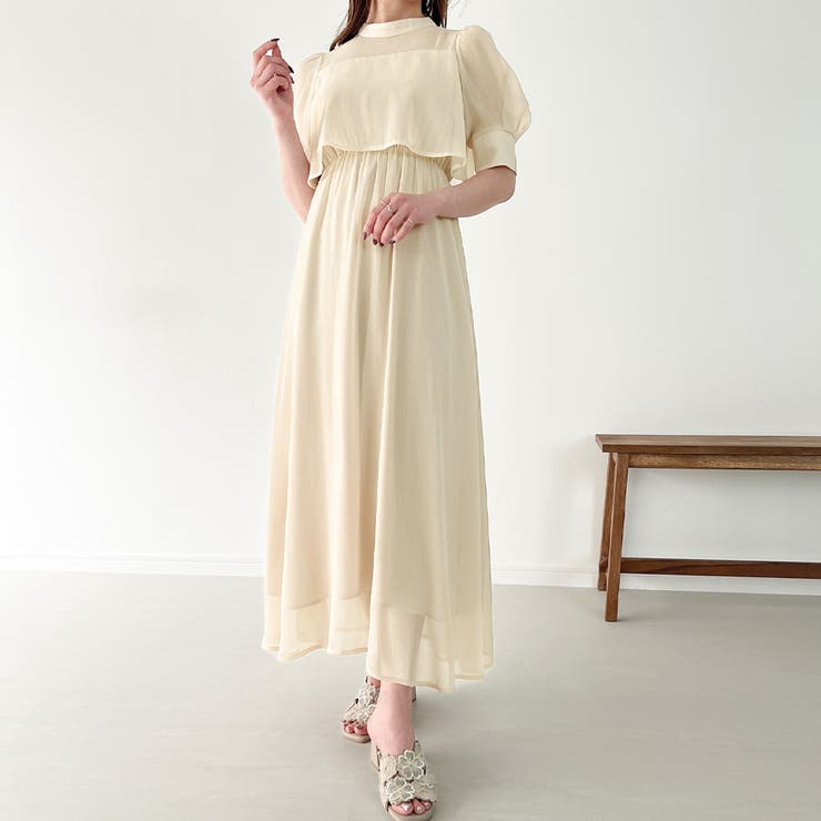 セットアップ風シアーフレアワンピース[品番:AMTW0008907 セットアップ風シアーフレアワンピース[品番:AMTW0008907