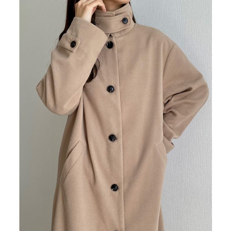 callautia 千鳥チェックスタンドカラーロングコート[品番