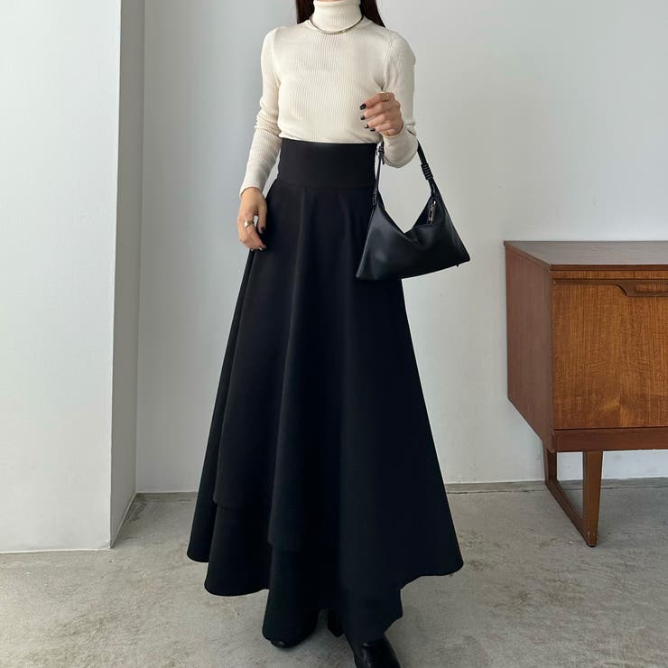 callautia ラップ風ハイウエストフレアスカート[品番：AMTW0009336