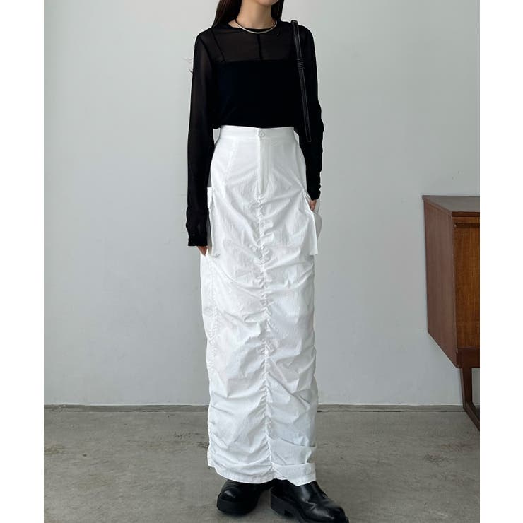 callautia ギャザーナイロンスカート | JUNOAH | 詳細画像6 