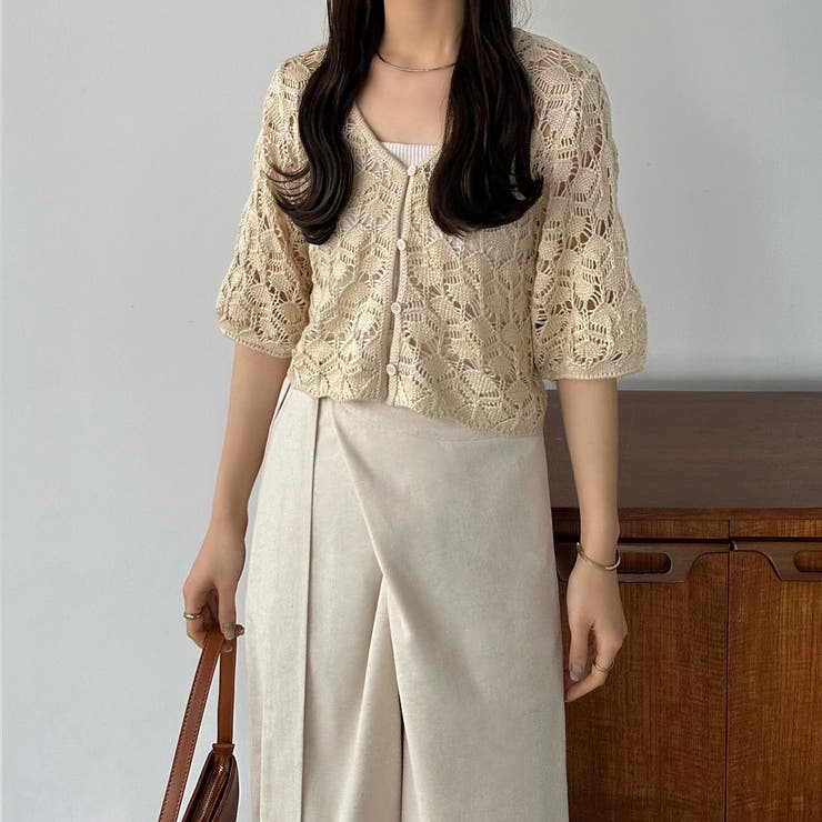 callautia 半袖クロシェニット | JUNOAH | 詳細画像6 