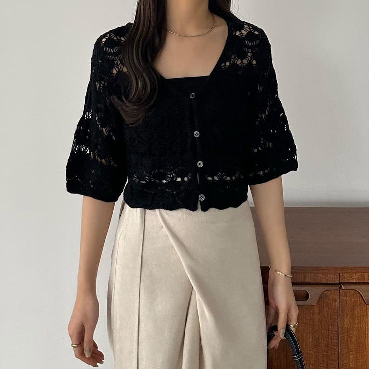 callautia 半袖クロシェニット | JUNOAH | 詳細画像9 