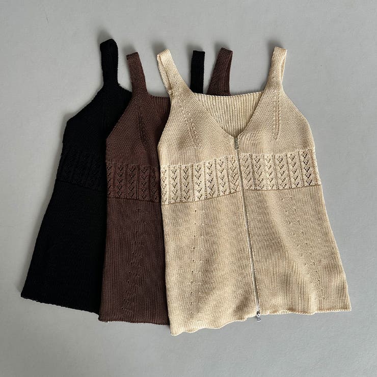 callautia ダブルジップビスチェニットキャミソール[品番