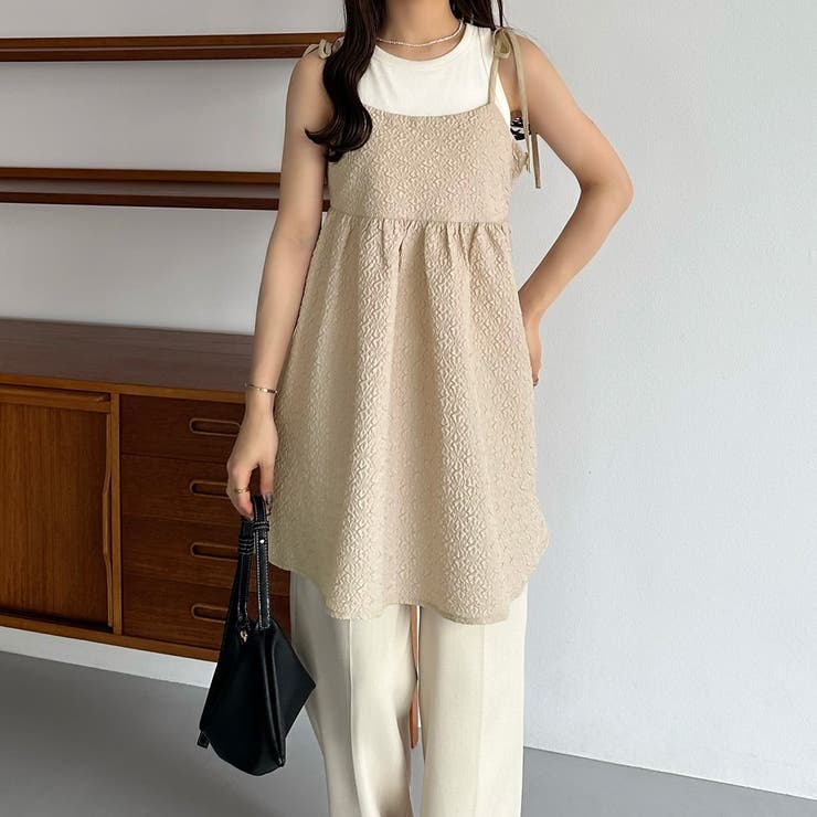 【美品】HOUGA　キャミソール　sandyシリーズ　リボン　ベージュ　ホウガ 美品】HOUGA キャミソール sandyシリーズ リボン ベージュ ホウガ