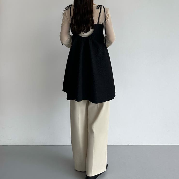 【美品】HOUGA　キャミソール　sandyシリーズ　リボン　ベージュ　ホウガ リボンシャーリングキャミソール | ファッション通販サイト NUGU