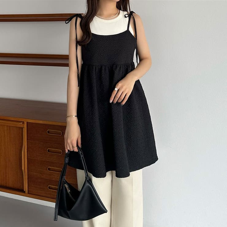 callautia 肩リボンジャガードキャミソール | JUNOAH | 詳細画像4 