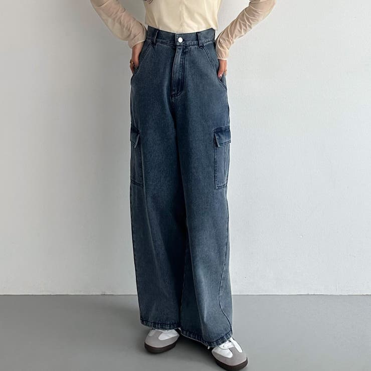 callautia デニムワイドカーゴパンツ[品番：AMTW0010260