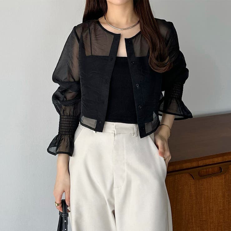 ブラック | callautia 前後2wayシアーブラウス | JUNOAH