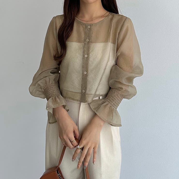 ベージュ | callautia 前後2wayシアーブラウス | JUNOAH