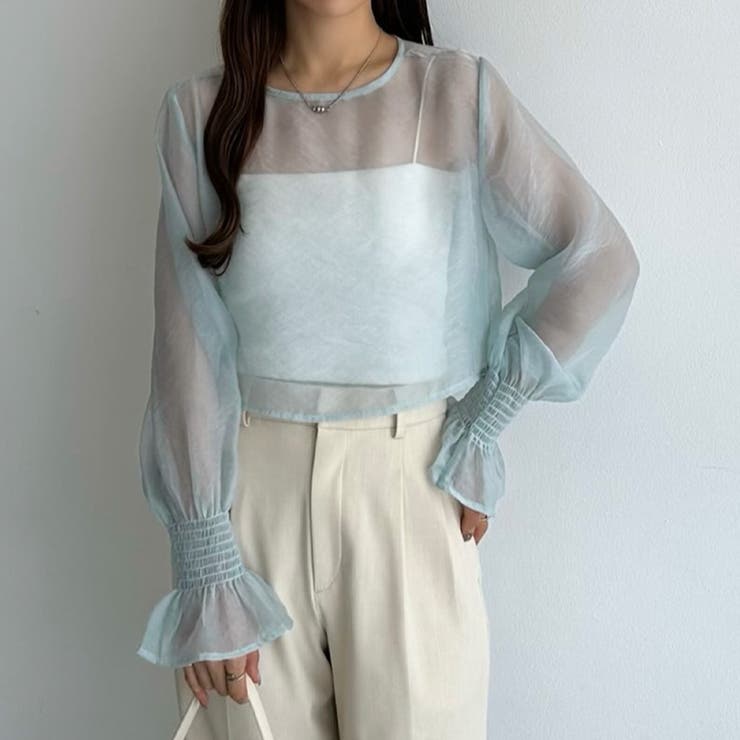 ブルーグレー | callautia 前後2wayシアーブラウス | JUNOAH