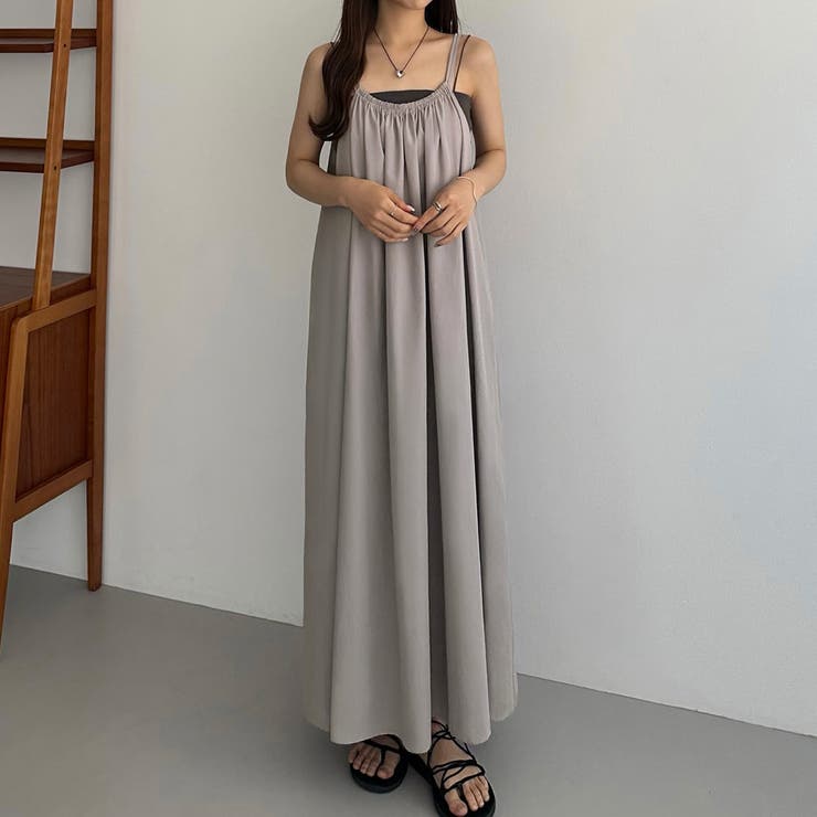 callautia ダブルギャザーコットンキャミワンピース[品番