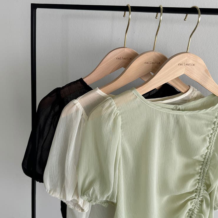 callautia 楊柳ギャザーショートトップス | JUNOAH | 詳細画像12 