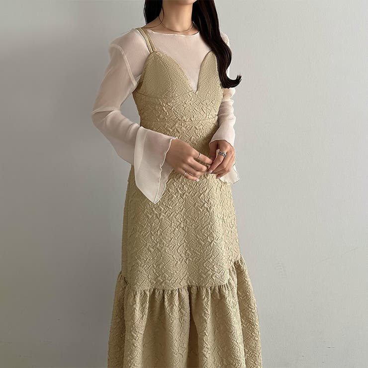 callautiaふくれジャガードダブル肩紐キャミワンピース[品番