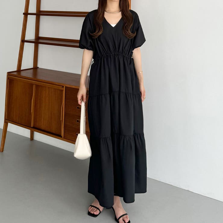 callautia Vネックドロストワンピース | JUNOAH | 詳細画像2 