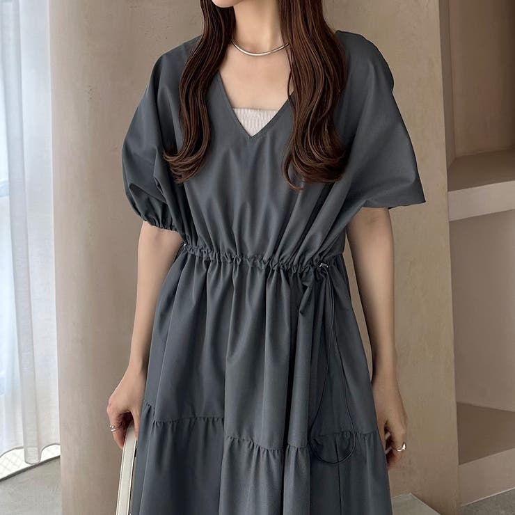 callautia Vネックドロストワンピース | JUNOAH | 詳細画像23 