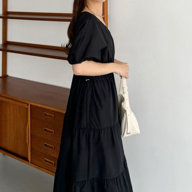 callautia Vネックドロストワンピース | JUNOAH | 詳細画像4 