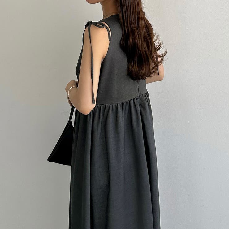 callautia ショルダーリボンノースリーブフレアワンピース | JUNOAH | 詳細画像11 