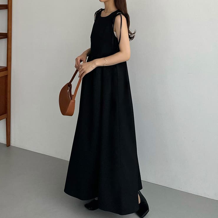 callautia ショルダーリボンノースリーブフレアワンピース | JUNOAH | 詳細画像4 