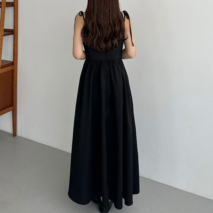 callautia ショルダーリボンノースリーブフレアワンピース | JUNOAH | 詳細画像5 