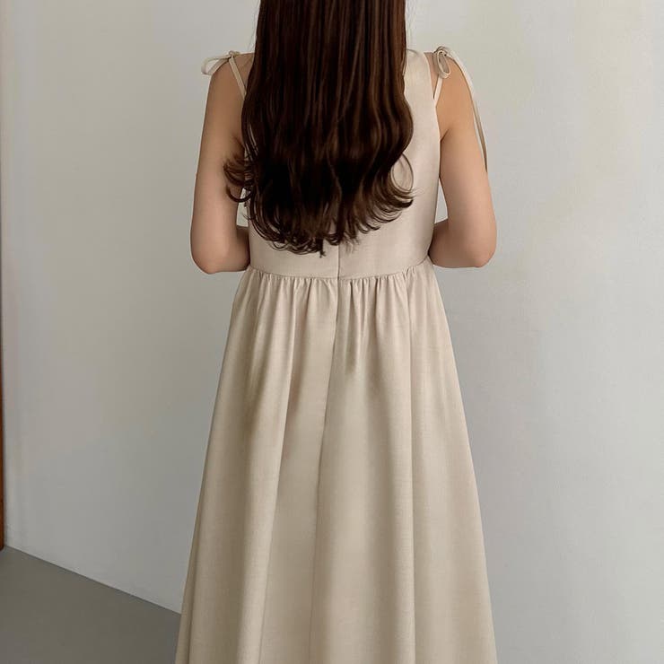 callautia ショルダーリボンノースリーブフレアワンピース | JUNOAH | 詳細画像8 