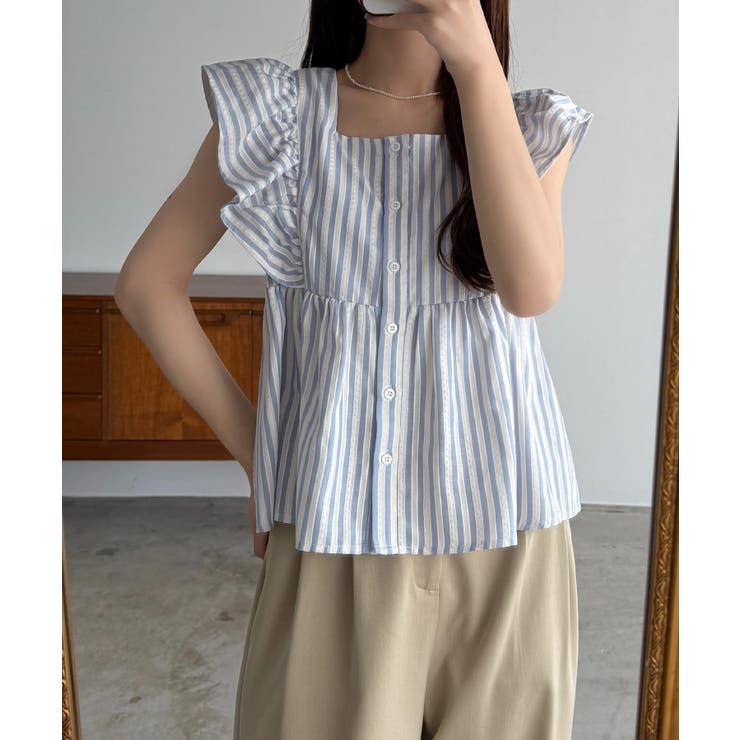 callautia フリルノースリーブブラウス | JUNOAH | 詳細画像23 