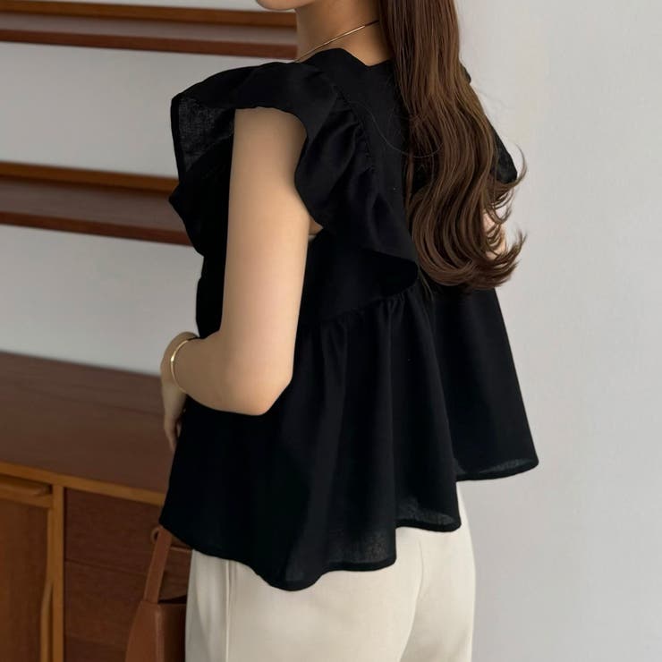 callautia フリルノースリーブブラウス | JUNOAH | 詳細画像3 