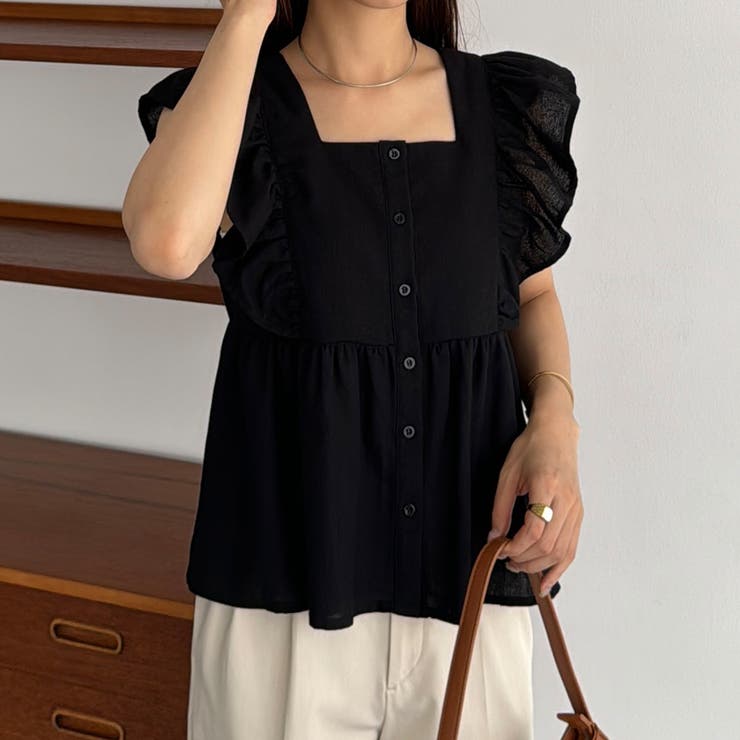 callautia フリルノースリーブブラウス | JUNOAH | 詳細画像4 