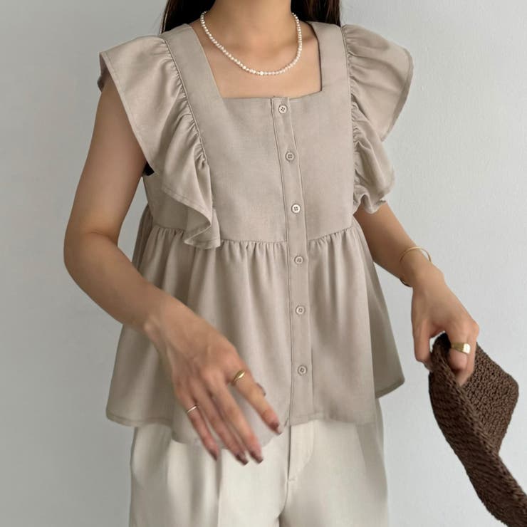 callautia フリルノースリーブブラウス | JUNOAH | 詳細画像9 