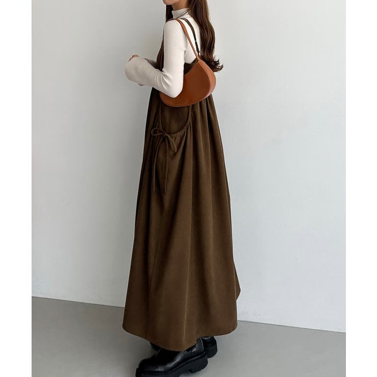 【美品】apolina コーデュロイ ワンピース ワンピース 『コーデュロイ ドロストシャツワンピース ライト