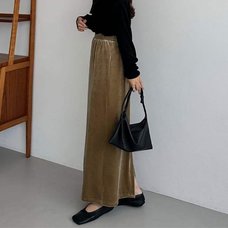 callautia ベロアロングIラインスカート | JUNOAH | 詳細画像6 