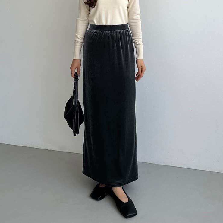 callautia ベロアロングIラインスカート | JUNOAH | 詳細画像8 