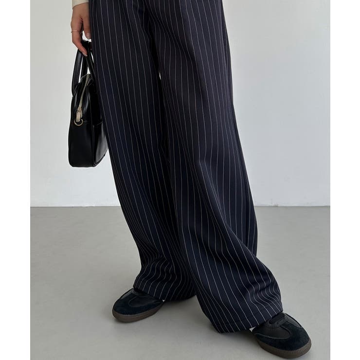 callautia 裏起毛ストライプタックスラックス | JUNOAH | 詳細画像12 