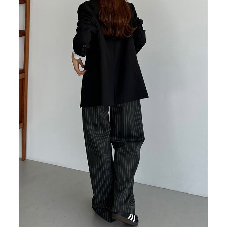 callautia 裏起毛ストライプタックスラックス | JUNOAH | 詳細画像7 