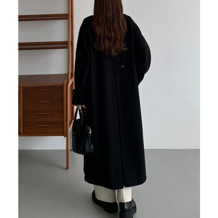 完売品！NOBLE スタンドカラーオーバーコートブラック　美品 Noble（ノーブル）の「《追加》スタンドカラーオーバーコート