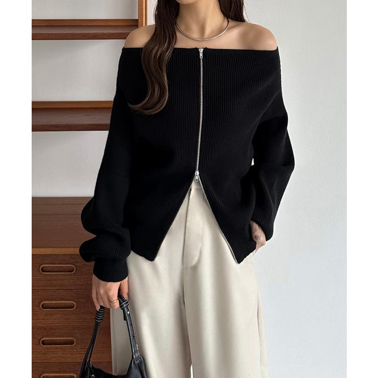 callautia Wジップオフショルニット | JUNOAH | 詳細画像1 