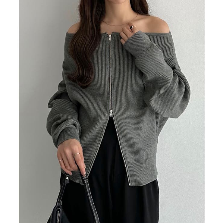 callautia Wジップオフショルニット | JUNOAH | 詳細画像14 