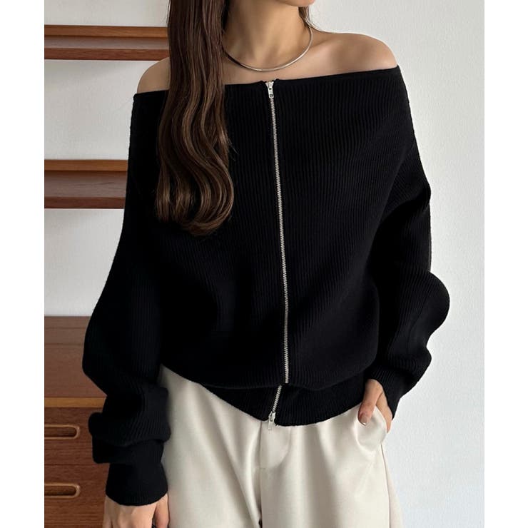 callautia Wジップオフショルニット | JUNOAH | 詳細画像2 