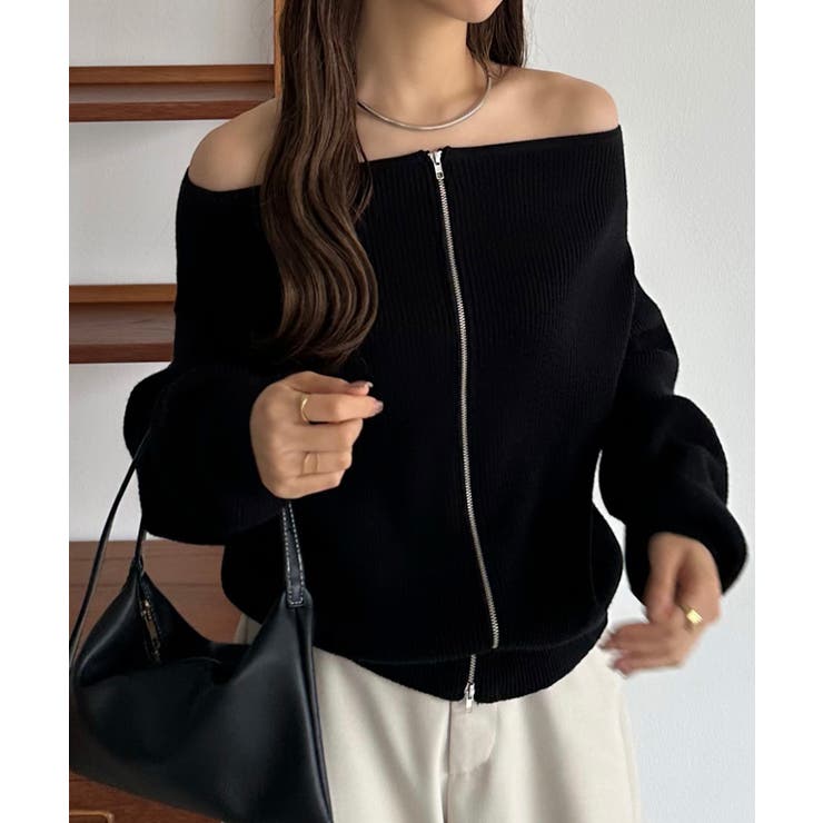 callautia Wジップオフショルニット | JUNOAH | 詳細画像3 