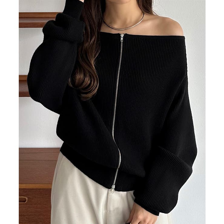 callautia Wジップオフショルニット | JUNOAH | 詳細画像4 