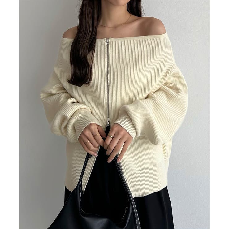 callautia Wジップオフショルニット | JUNOAH | 詳細画像9 