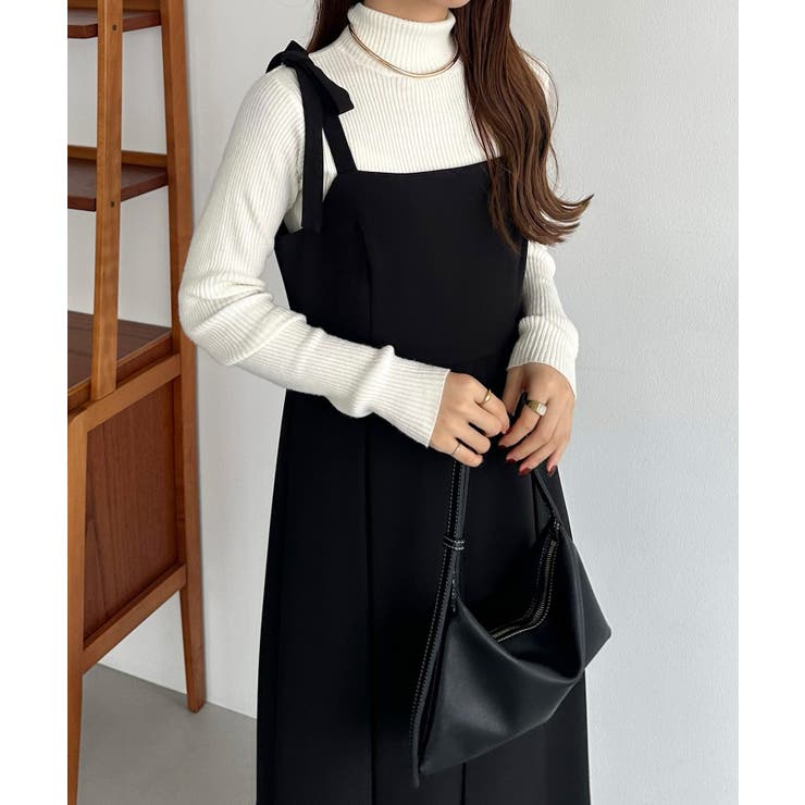 bubbles リボンプリーツキャミワンピース BUBBLES リボンプリーツ キャミワンピース チャコールS