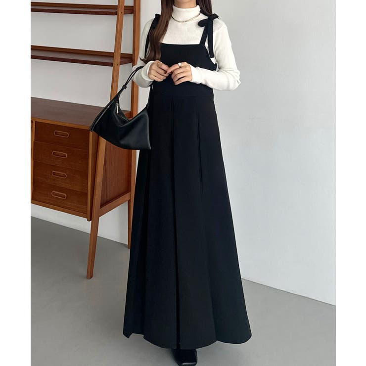 callautia プリーツ肩リボンキャミワンピース[品番：AMTW0011549